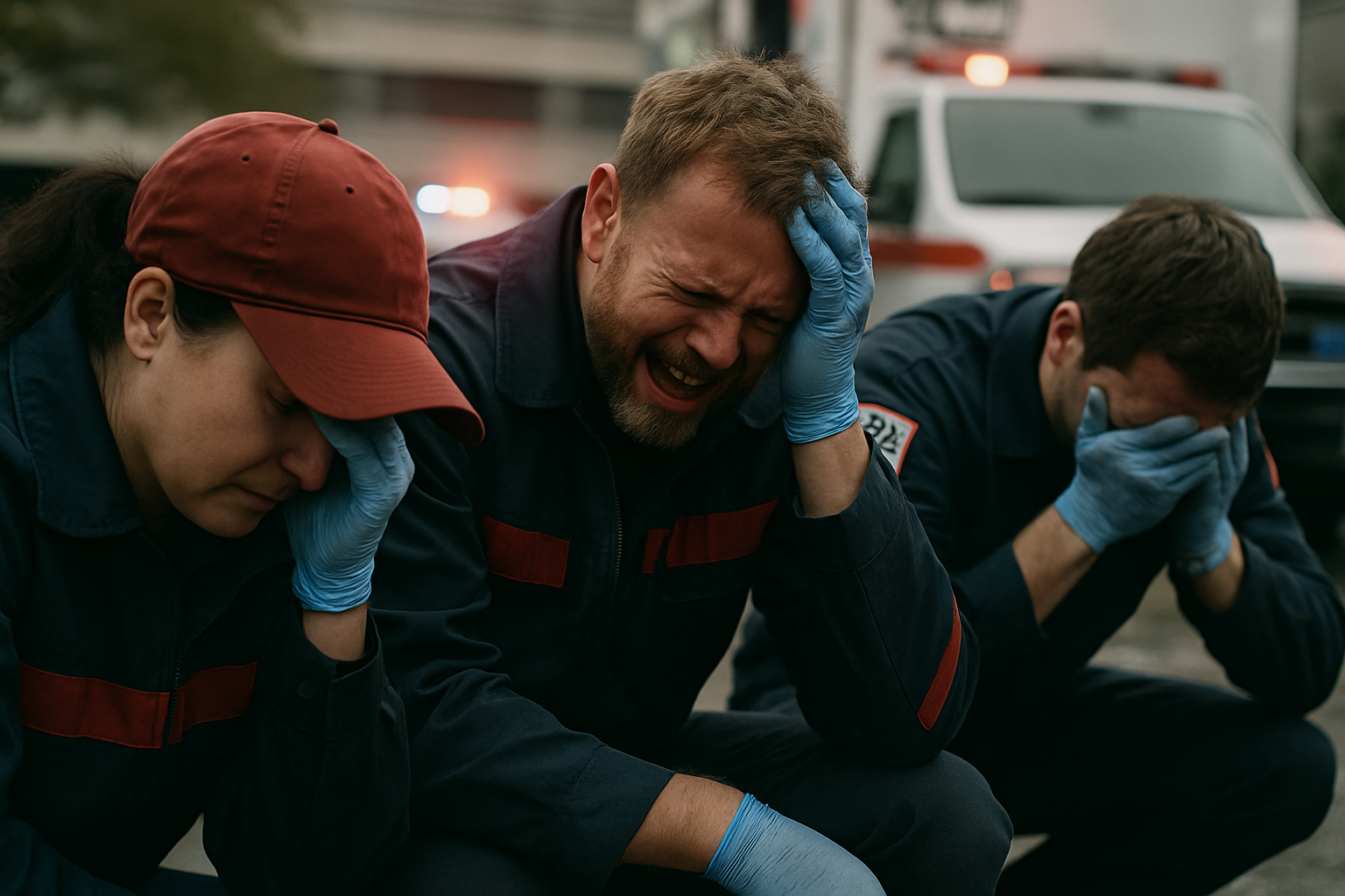 Emergency medical technicians responding to the daycare tragedy